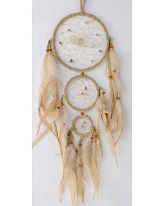 Traumfänger 3 Generationen / Visionssucher in weiss und hellbraun