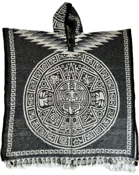 Maya Kalender Motiv Poncho aus Mexico