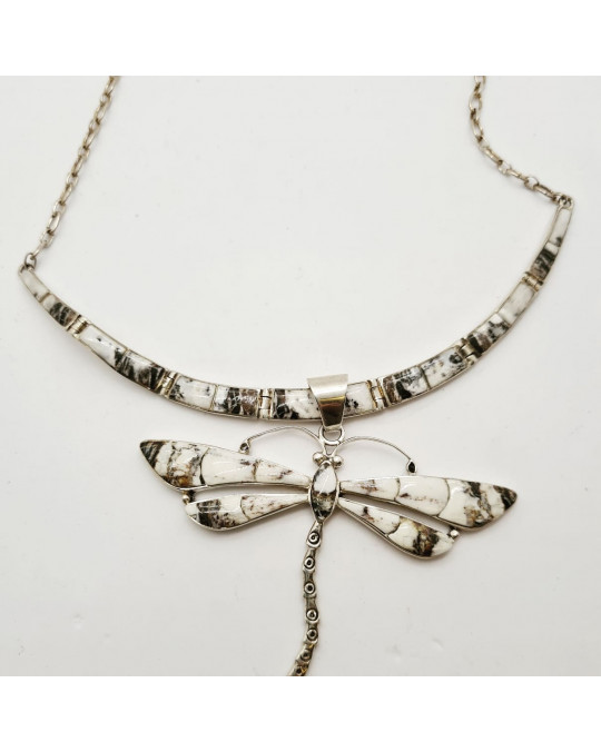 Sensationelle Zuni Einlegearbeit "Libelle" (Set Anhänger, Kette)