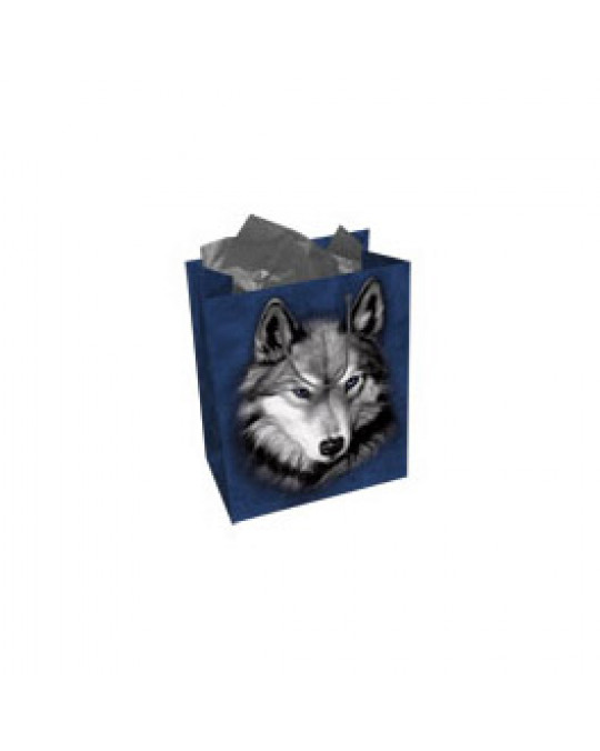 Tasche mit Geschenkspapier und -karte Wolf