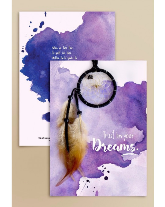 Kleiner Traumfänger mit Karte "Dreams" (englisch)