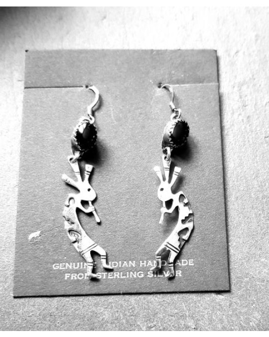 Ohrringe mit Kokopelli Symbolik, Onyx