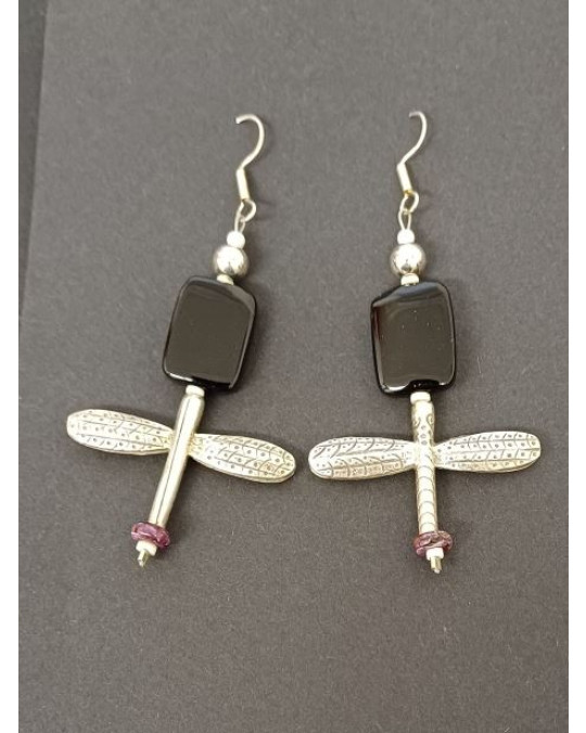 Chumash Libellen Ohrringe mit Onyx