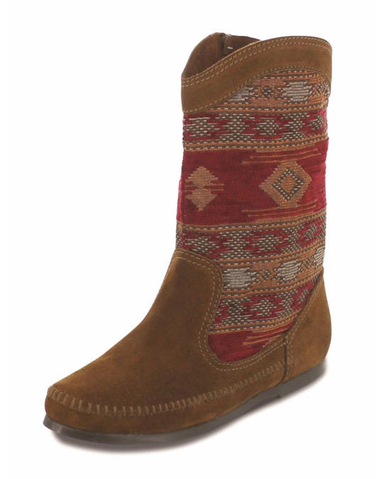 Baja Boot, Mokassinstiefel mit Ethnomuster, Gr. 38