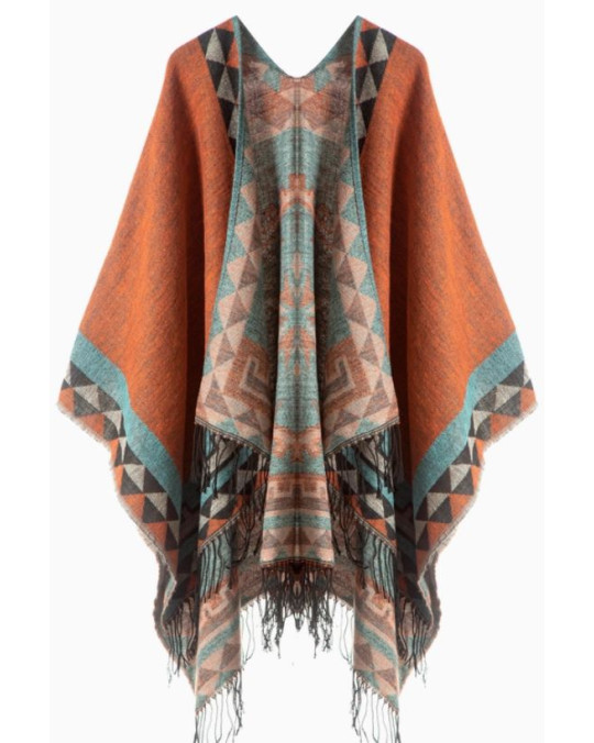 Poncho "Türkis-Stachelausternschale" 