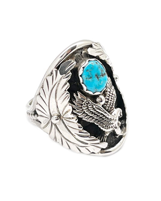 Massiver Adler Ring der Navajo mit Türkis