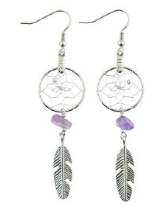 Traumfänger-Ohrringe Modeschmuck aus Kanada, Amethyst