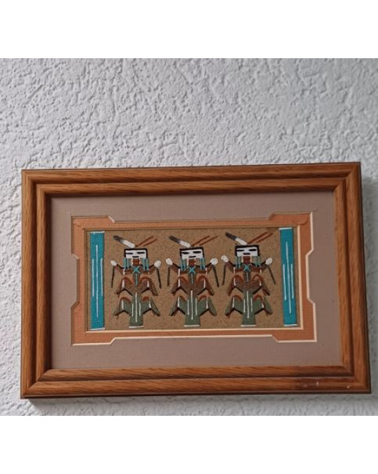 Kleines Sandbild der Navajo "Yei Dancers" Defekt