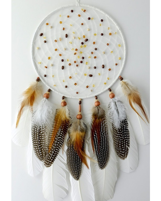 NEU Spirit Feather Traumfänger in dezentem Weiss