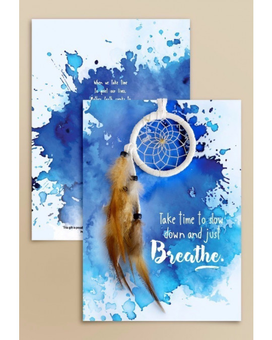 Kleiner Traumfänger mit Karte "Breathe" (englisch)