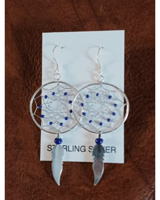 Traumfängerohrringe mit Lapis Lazuli,  aus Silber 