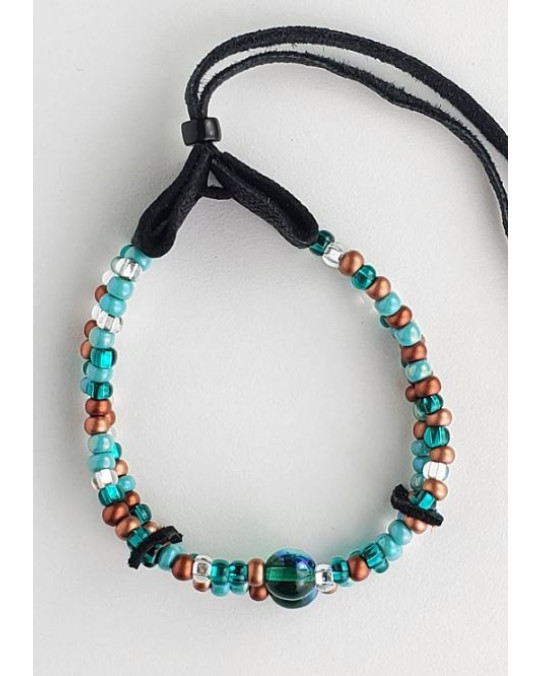Armband aus Glasperlen und Rehleder, indianische Handarbeit