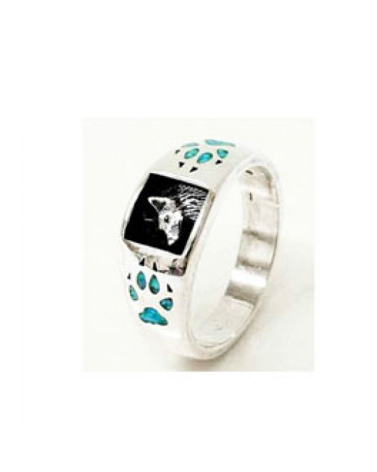 Ring Wolf mit Türkis